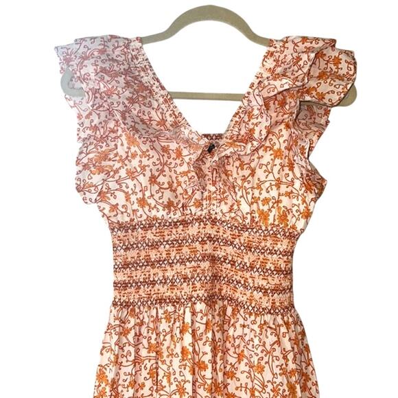 AQUA Ladies Orange & White Sleeveless Scilla Midi Dress, NWT! - Picture 2 of 5